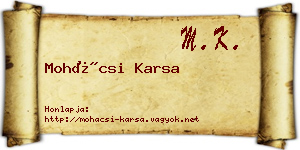 Mohácsi Karsa névjegykártya